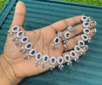 Premium Stone Silver-Plated Necklace Set with Matching Earrings | Indian Jewellery | Stone Jewellery | Indian Necklace Set