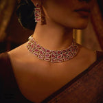 Bridal Premium Ruby Stone Choker Set with Matching Earrings | Indian Jewellery | Stone Jewellery Indian Necklace Set