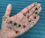 Multicolor Stone Diamond Necklace Set with Matching Earrings & Maangtika | Premium Indian Jewellery | Diamond Jewellery | Indian Necklace Set