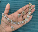 Multicolor Stone Diamond Necklace Set with Matching Earrings & Maangtika | Premium Indian Jewellery | Diamond Jewellery | Indian Necklace Set