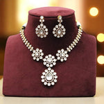 Traditional Kundan-Style Polki Necklace & Earring Set – Floral Design Bridal Jewelry