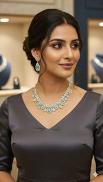 Silver & Pink Stone Necklace Set with Matching Earrings | Indian Jewellery | Stone Jewellery | Indian Neckles Set for Women