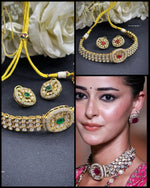 Premium Flexible Kundan Choker Necklace Set with Matching Earrings | Ananya Pandey Bollywood Actress Inspired Indian Jewellery | Luxury Kundan Jewellery Indian Neckles Set