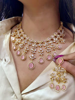 Elegant Victorian Kundan Necklace Set with Mint Green Teardrop Stones & Matching Earrings – Indian Kundan Jewellery | Libasaa