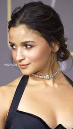 Alia Bhatt Inspired Radiant Square-Cut Diamond Choker Necklace Set with Matching Earrings Bridal Party Wear Indian Necklace Set