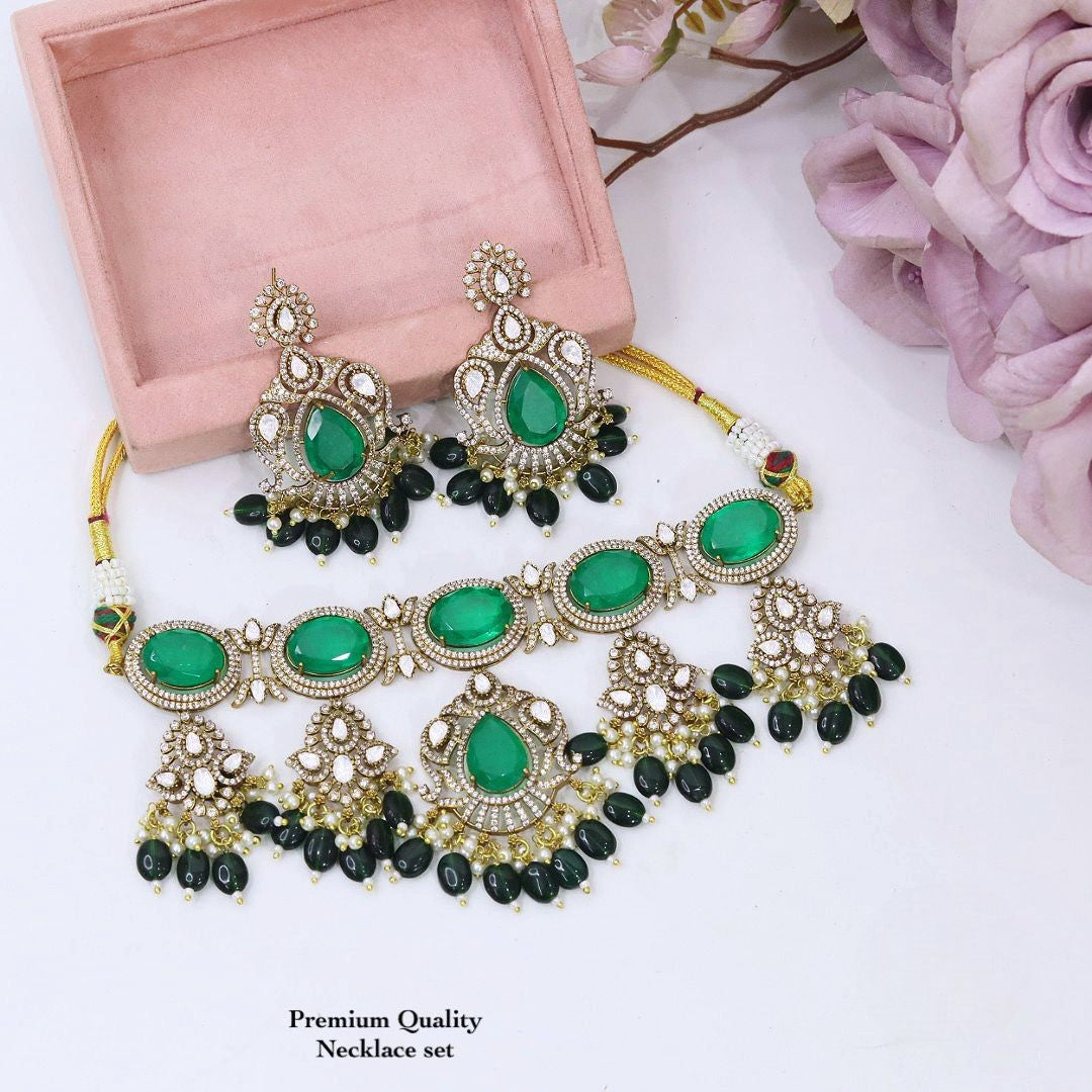 Premium Red Kundan Necklace Set with Matching Earrings | Indian Kundan Polki Jewellery Necklace Set