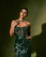 Celebrity-Inspired Green Statement Choker Necklace Set for Women | Designer Diamond Look Bridal & Party Wear Jewelry