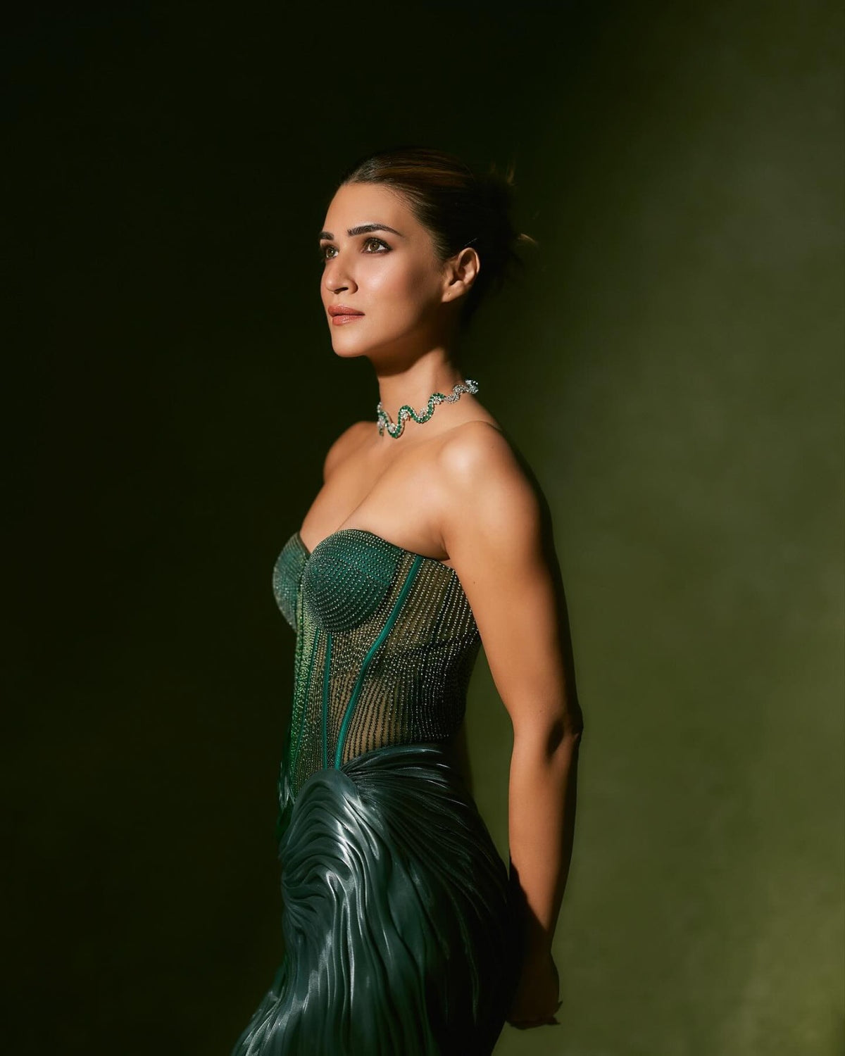 Celebrity-Inspired Green Statement Choker Necklace Set for Women | Designer Diamond Look Bridal & Party Wear Jewelry