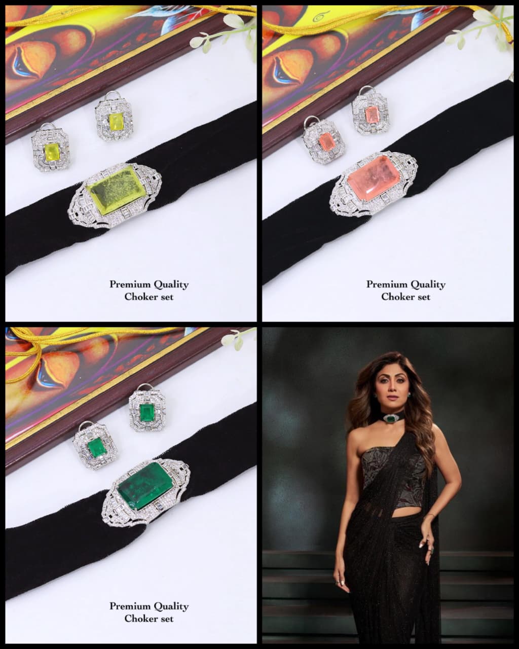 Celebrity Inspired Kundan Velvet Choker Bridal Necklace Set with Matching Earrings | Indian Wedding Bridal Jewellery for Bride