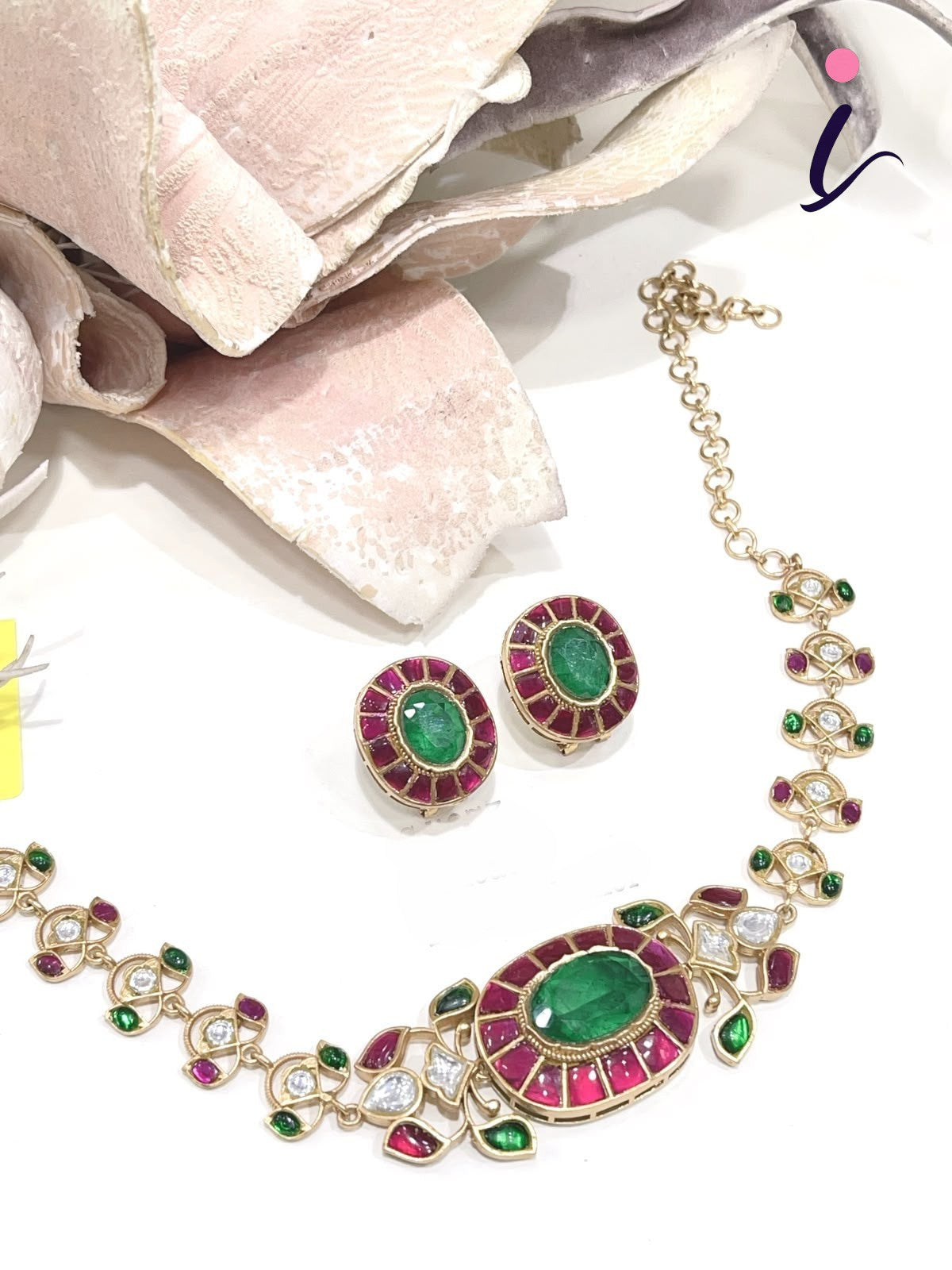 Ruby Red Kundan Fusion Choker Necklace Set with Stud Earrings for Women | Gold Plated Bridal Jewellery | Traditional Indian Wedding & Party Wear