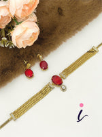 Royal Blue Stone Gold Plated Statement Necklace Set with Stud Earrings for Women | Designer Bridal Wedding & Party Wear Jewellery