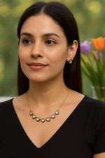 Minimalist Gold-Plated Kundan Necklace Set with Teardrop Stud Earrings - Libasaa.com