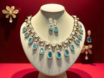Rose Pink Teardrop Polki Necklace Set with CZ Accents Bridal & Ethnic Glam Jewelry - Libasaa.com