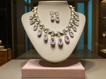 Rose Pink Teardrop Polki Necklace Set with CZ Accents Bridal & Ethnic Glam Jewelry - Libasaa.com