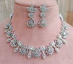Elegant Rose Pink and White Stone Necklace Set with Matching Earrings - Libasaa.com