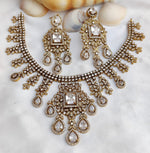 Royal Kundan Style Choker Set Polki & Emerald with Multicolor Drops - Libasaa.com