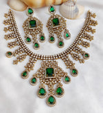 Royal Kundan Style Choker Set Polki & Emerald with Multicolor Drops - Libasaa.com