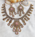 Royal Kundan Style Choker Set Polki & Emerald with Multicolor Drops - Libasaa.com