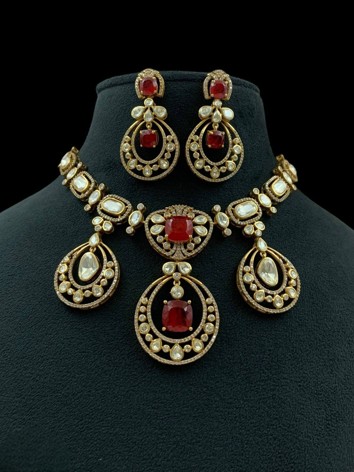 Royal Emerald Green Kundan Necklace Set with Matching Earrings Bridal & Festive Jewelry - Libasaa.com