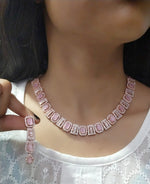 Elegant Silver-Toned Square CZ Choker Necklace with Matching Earrings – Bridal & Party Jewelry Set - Libasaa.com