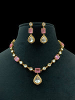 Green Kundan Necklace Set with Earrings | Gold Plated Bridal Jewelry for Women & Girls - Libasaa.com