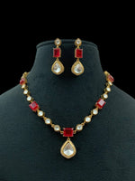 Green Kundan Necklace Set with Earrings | Gold Plated Bridal Jewelry for Women & Girls - Libasaa.com