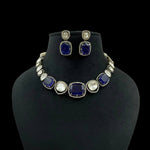 Elegant Blue Stone Necklace Set with Earrings | Designer Party & Wedding Jewelry for Women - Libasaa.com