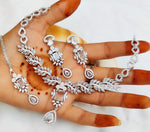 Royal Blue & Silver Plated Necklace Set with Earrings & Maang Tikka | Bridal & Party Wear Jewelry - Libasaa.com