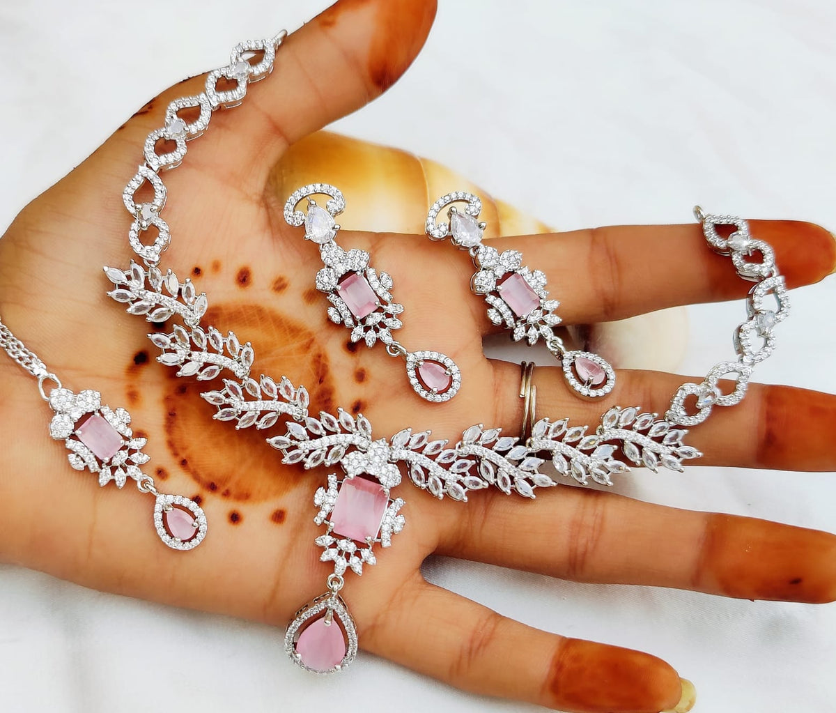 Royal Blue & Silver Plated Necklace Set with Earrings & Maang Tikka | Bridal & Party Wear Jewelry - Libasaa.com