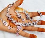 Royal Blue & Silver Plated Necklace Set with Earrings & Maang Tikka | Bridal & Party Wear Jewelry - Libasaa.com