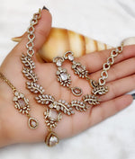 Elegant Black Stone Necklace Set with Earrings & Maang Tikka | Gold-Plated Bridal & Party Wear Jewelry - Libasaa.com