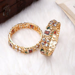 Set of 2 Golden Elephant Bracelets | Traditional Kada Bangles | Ethnic Indian Jewelry - Libasaa.com