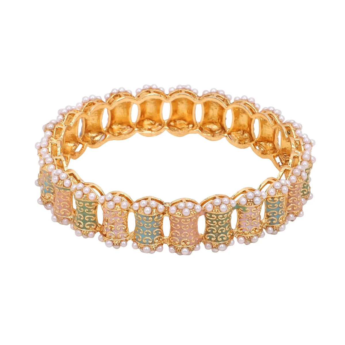 Dailywear Set of 2 Pastel Meenakari Bracelets | Lightweight Kada Bangles | Ethnic Indian Jewelry - Libasaa.com