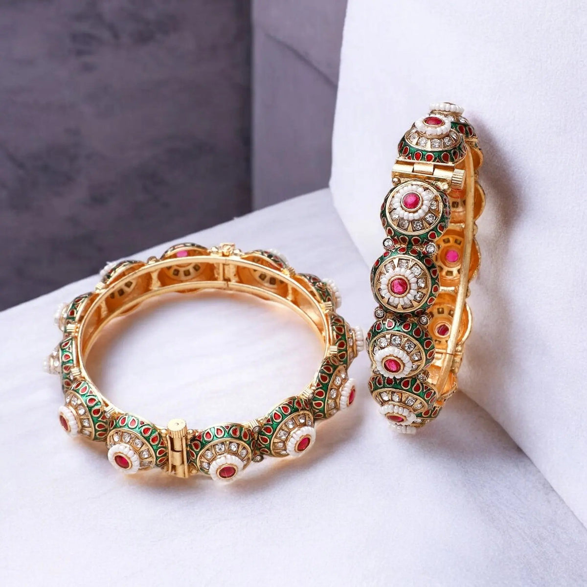 Fancy Meenakari Bracelet for Dailywear | Lightweight Ethnic Kada Bangle | Indian Jewelry - Libasaa.com