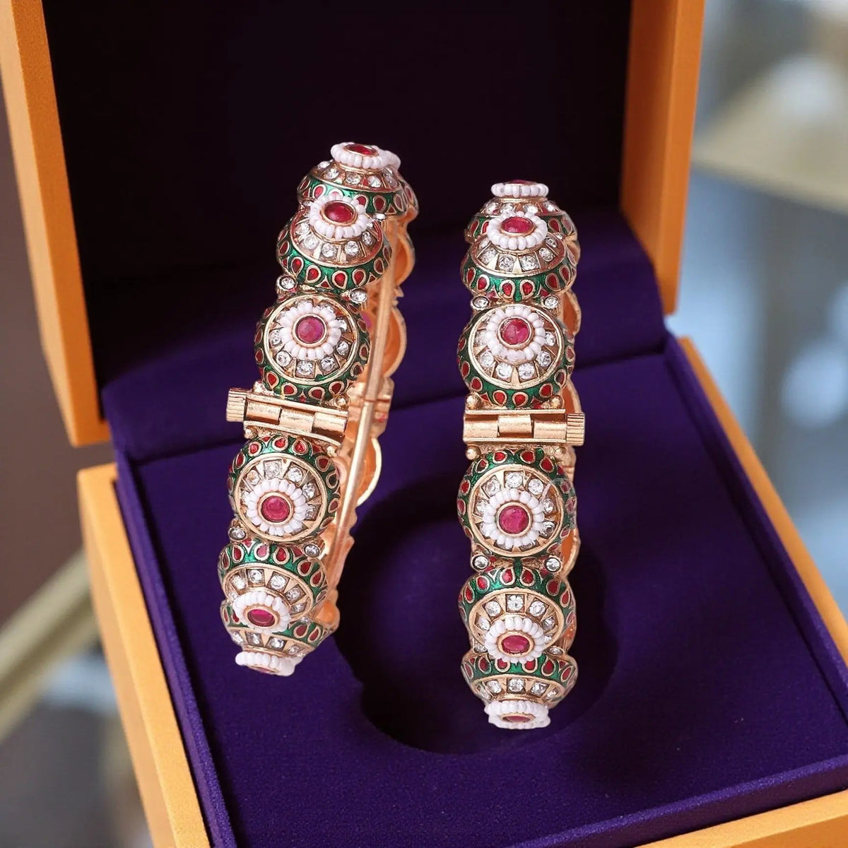 Fancy Meenakari Bracelet for Dailywear | Lightweight Ethnic Kada Bangle | Indian Jewelry - Libasaa.com