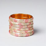 Set of 6 Pink & Pista Bracelets | Colorful Kada Bangles | Ethnic Indian Jewelry - Libasaa.com