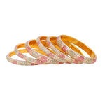 Set of 6 Pink & Pista Bracelets | Colorful Kada Bangles | Ethnic Indian Jewelry - Libasaa.com