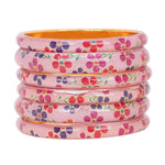 Set of 6 Pink & Pista Bracelets | Colorful Kada Bangles | Ethnic Indian Jewelry - Libasaa.com