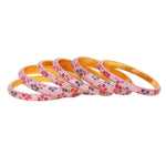Set of 6 Pink & Pista Bracelets | Colorful Kada Bangles | Ethnic Indian Jewelry - Libasaa.com