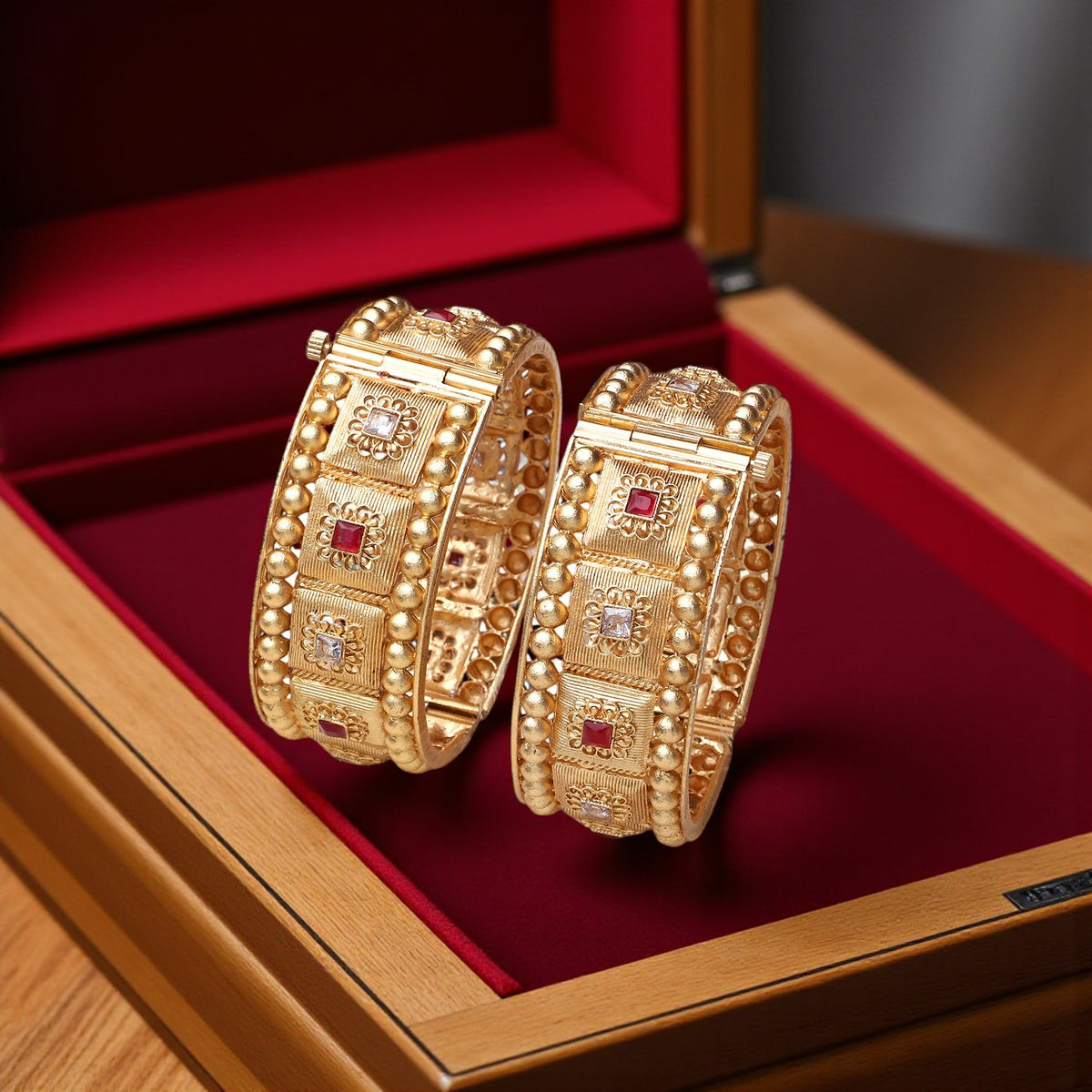 Dailywear Temple Gold Kangan | Traditional Kada Bracelet - Libasaa.com