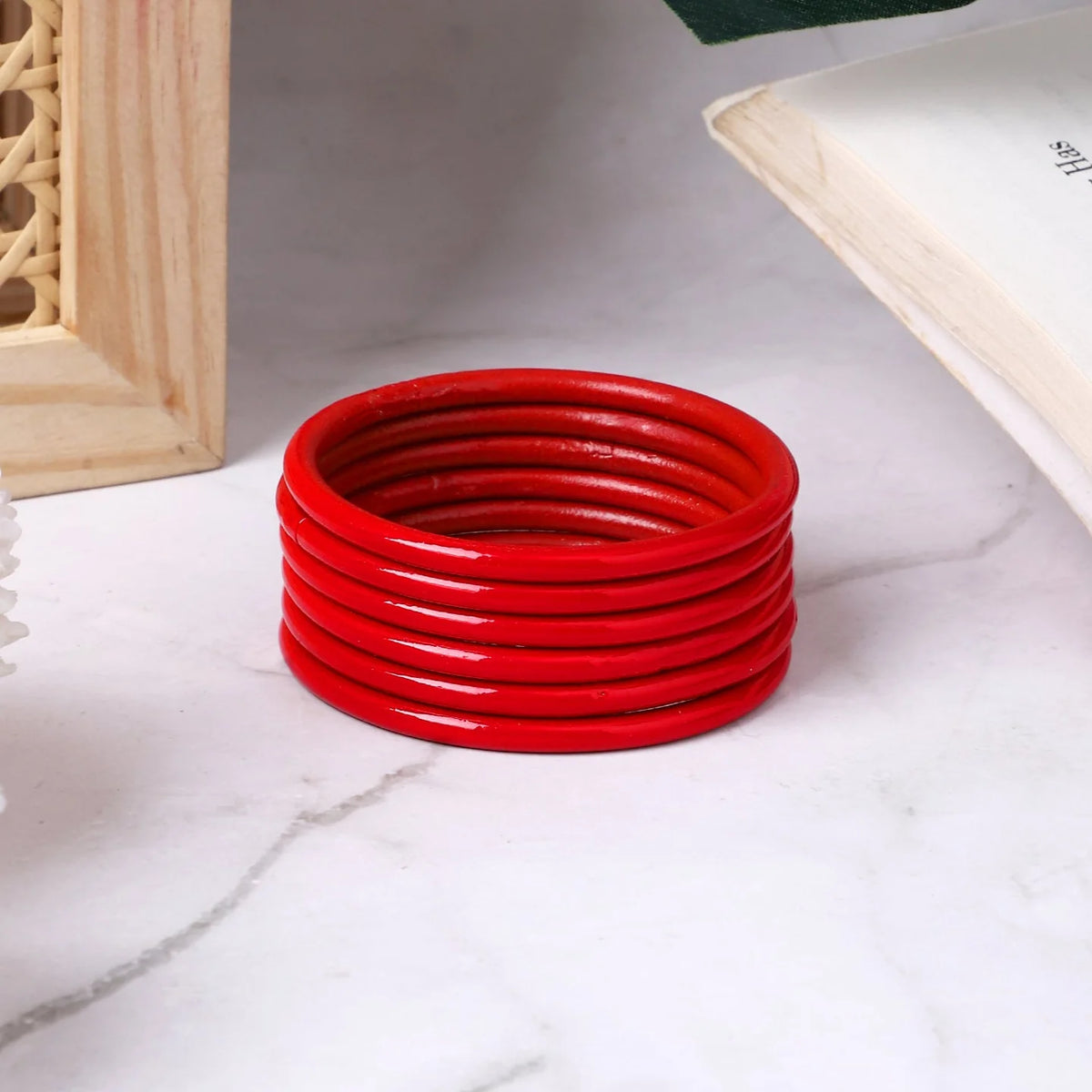 Set of 6 Multicoloured Handpainted Bracelets β Ethnic Boho Jewelry - Libasaa.com