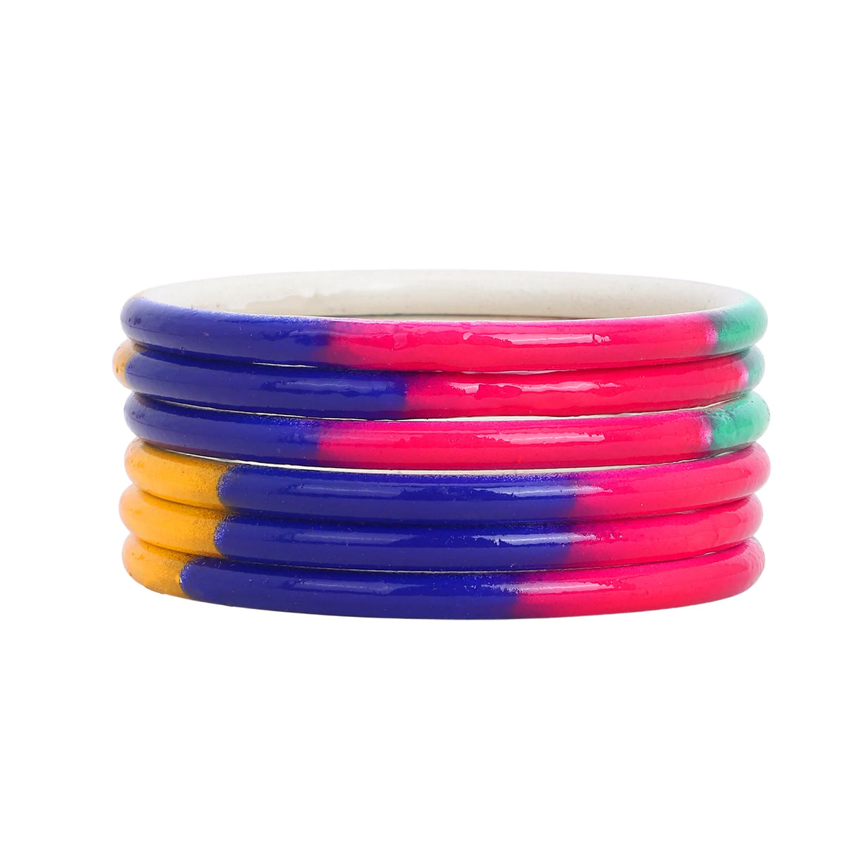 Set of 6 Multicoloured Handpainted Bracelets β Ethnic Boho Jewelry - Libasaa.com