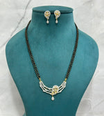 Royal Bloom CZ Mangalsutra Set with Triple Layer Pendant & Drop Earrings – Double Chain Design - Libasaa.com