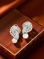 Elegant Pearl Drop & CZ Stud Earrings Modern Statement Design - Libasaa.com