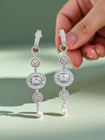 Crystal Oval Drop Earrings with Pearl – Elegant CZ Danglers for Modern Ethnic Looks - Libasaa.com