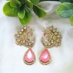 Red Crescent Kundan Drop Earrings – Designer Statement Jewelry - Libasaa.com