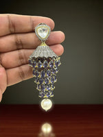 Alia Bhatt Inspired Emerald Jhumka Earrings with Pearl Drop & Mirror Work Bridal Statement Jewelry - Libasaa.com