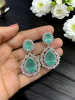 Emerald Green Teardrop CZ Statement Earrings Luxury Diamond Look Party Jewelry - Libasaa.com