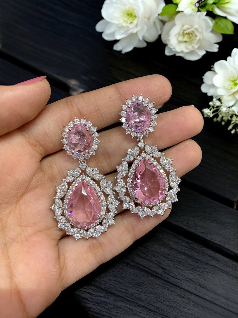 Emerald Green Teardrop CZ Statement Earrings Luxury Diamond Look Party Jewelry - Libasaa.com