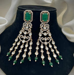 Gold Plated Green Stone Long Chandbali Earrings | Bridal & Party Wear Statement Jewelry - Libasaa.com
